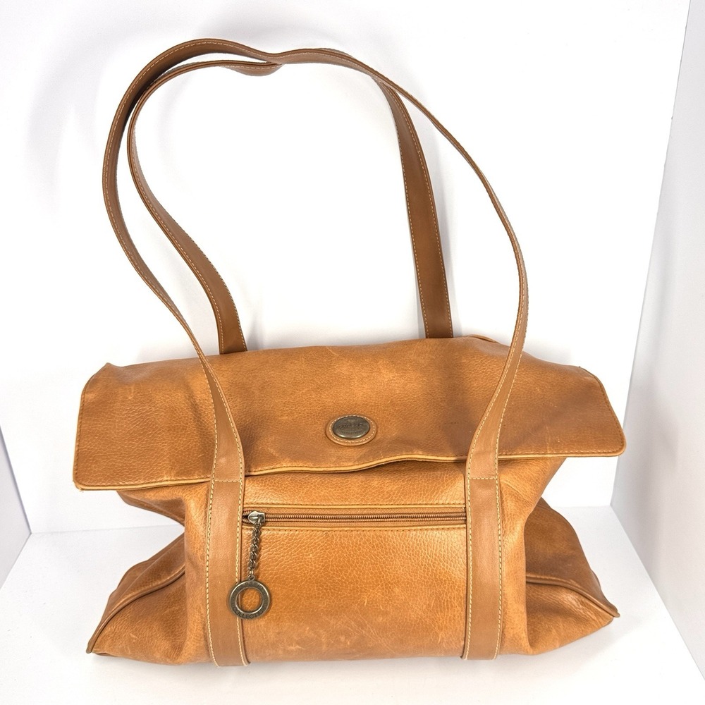 Vintage 1980s Capezio Brown Satchel Carryall Shoulder Bag Leather‎ Look